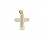 Gold &white gold double sided cross k14 (code H1906)